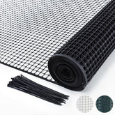PotatoLife mesh netting shown as garden fence protecting plants from small animals.