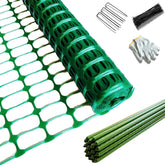 PotatoLife plastic fence roll in green for temporary outdoor boundaries.