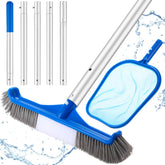Potchen skimmer net captures leaves and debris for a cleaner pool surface.