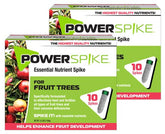 Power Spike packaging shows a ready-to-use fruit tree solution for home orchards.