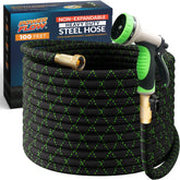 PowerFlow 100ft non-expandable hose in use for steady water reach