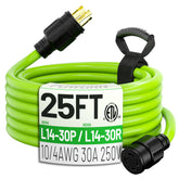 POWGRN 25ft twist-lock extension cord ideal for generator connections.