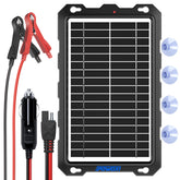 POWOXI 9W solar panel close-up highlighting durable construction for reliable charging.