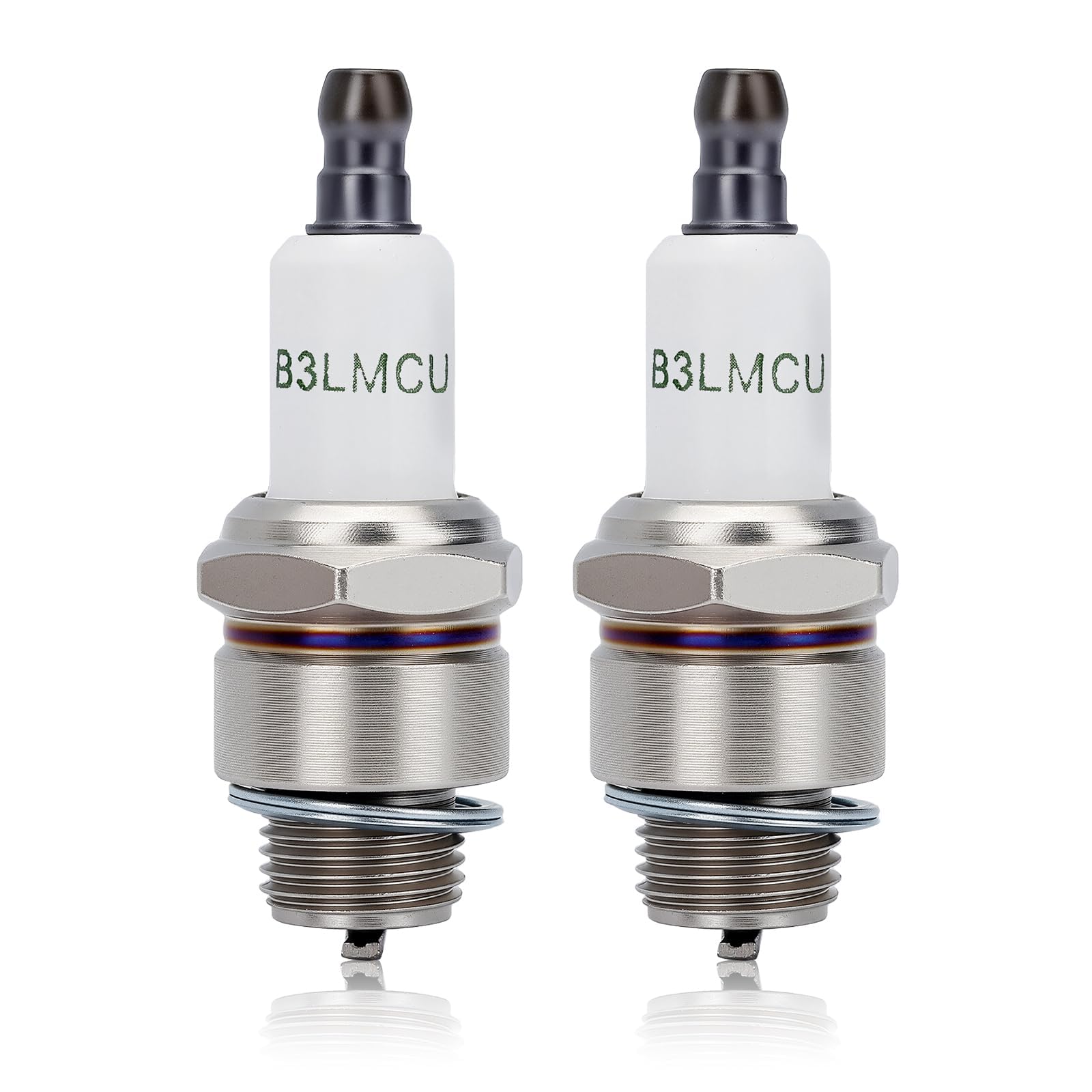Powtol RJ19LM spark plug pack front view shows compatibility with Champion engines