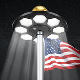 PPQ Solar Flag Pole Light front view showing bright 160 LEDs for nighttime flag illumination
