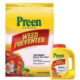 Preen garden weed preventer flip-top bottle enables quick, even application.