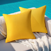Premillow outdoor pillow cover yellow front view with weatherproof fabric for patios.