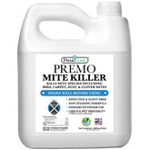 Premo Guard natural mite spray bottle close-up for home use, plant-based formula.