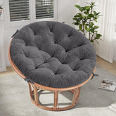 PrimePATIO papasan cushion grey closeup tufted texture for cozy seating.