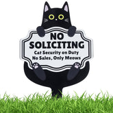 Primo Lines Cute Cat No Soliciting Sign with Stake for doorstep privacy and clear messaging.