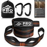 Pro Venture hammock straps and carabiners enable fast setup for outdoor hangs.