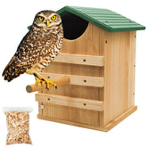 ProLEE Screech Owl House front view showing durable cedar housing for outdoor nesting.