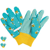 PROMEDIX P Kids Garden Gloves blue front view with soft cotton and snug fit.