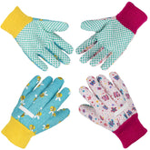 PROMEDIX P Kids Garden Gloves blue-pink front view for comfy gardening for kids