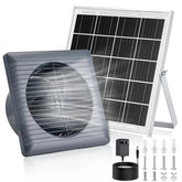 Prozilon solar exhaust fan assembly shown in a weather-ready outdoor setup for year-round ventilation.