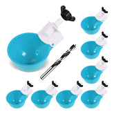 Psarnuk chicken waterer cup in bucket with steady flow for daily coop hydration