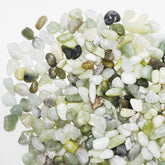 Pulovin jade pebbles close-up showing natural shine for decorative accents.