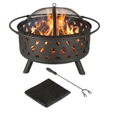 Pure Garden Fire Pit 32-Inch Bowl highlights spacious wood burning for gatherings.