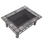 Pure Garden fire pit top 37-inch marble tile on a patio for cozy evenings