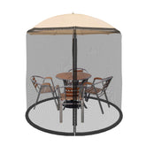 Pure Garden mosquito net draped over a 7.5 ft umbrella showing insect protection and airflow.
