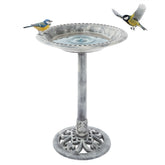 Pure Garden outdoor bird bath with antique gray pedestal enhances garden aesthetics while inviting local birds.