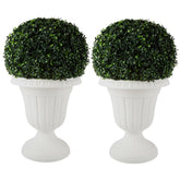 Pure Garden urn planter 16x18 white, front view, classic pedestal style for porch décor.