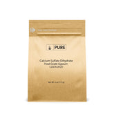 Pure Original Ingredients Calcium Sulfate bottle shows pure powder ideal for baking and water treatment.