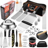 PureChef long griddle spatula for precise flipping on flat top grills.