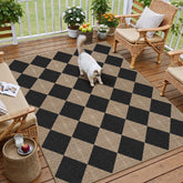 PureCozy 4x6 checkered rug for living room with durable, easy-clean surface.
