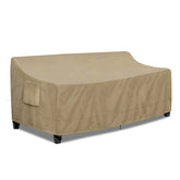 PureFit outdoor couch cover front view of camel 3-seater protects furniture