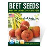 Purely Organic Golden Detroit Beet Seeds pack front, ideal for organic gardening beginners.