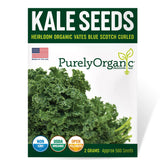 Purely Organic kale seeds Vates Blue Scotch Curled pack for planting.