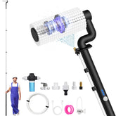 PureSwirlz electric solar panel cleaning kit with 20ft pole for safe ground-level access.