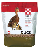 Purina duck feed bag-front shows complete life-stage nutrition for all ducks.