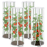 Purple Star 1N garden netting around a round tomato cage protects crops from pests