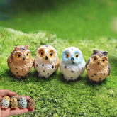 Purple Star Mini Owls four-pack owl figurines for durable fairy garden decor