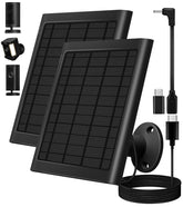 PUUQII 8W solar panel mounted on wall for Ring Camera charging in sunlight.