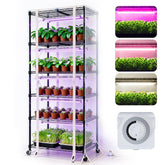 PYY Indoor Greenhouse front view highlights six-tier design for seedlings.