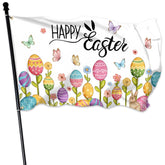 Pziauot Happy Easter flag 3x5 outdoors, bright colors invite spring vibes.
