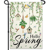 Pziauot Hello Spring flag front view for porch decoration and seasonal charm.