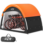 PZT upgraded bike tent with rain cover protects bikes in wet weather and keeps gear dry.