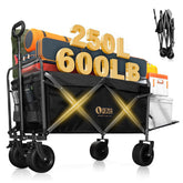 QEZER 56-inch folding wagon with tailgate enabling effortless cargo loading