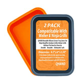 QHAND Weber drip pans top view shows silicone liner for mess-free grilling.