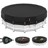 QH.HOME 15ft round pool cover fitted over a round above-ground pool to keep debris out.