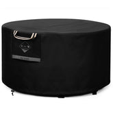 QH.HOME round fire pit cover 40-inch on patio provides full protection from rain and wind.