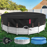 QH.HOME solar round pool cover laid out for 12 ft pool, ready for fitting and protection