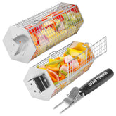 QIAN POWER grill baskets hexagon design prevents rolling for even cooking.