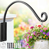 Qiang Ni heavy-duty plant hanger shows a 16-inch bracket for sturdy outdoor use.