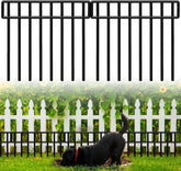QIAOKAIYAN fence panels laid out for a long garden boundary and digging protection.