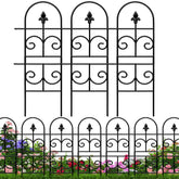 QIAOKAIYAN 32-inch tall garden fence panel in black provides durable plant protection.